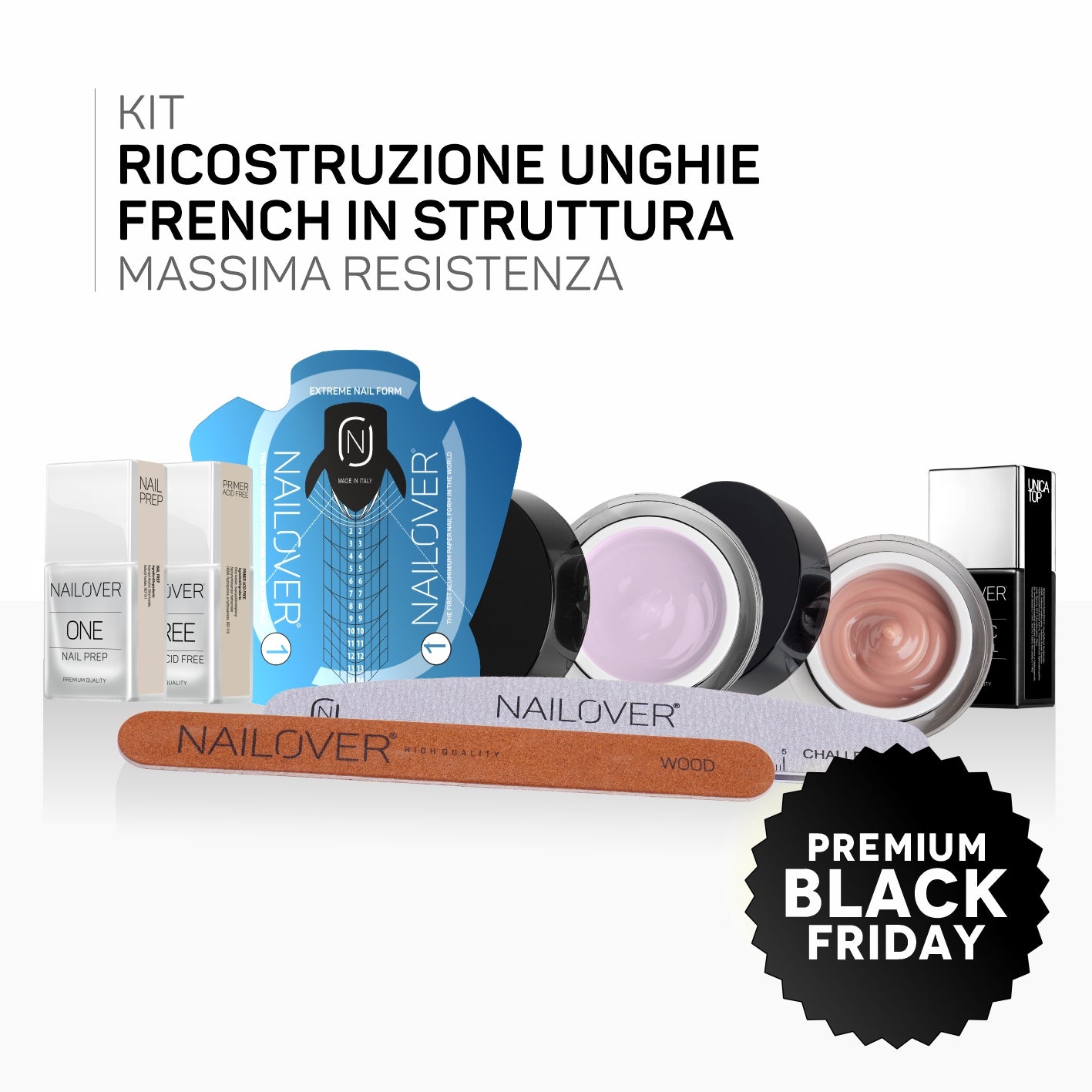 KIT RICOSTRUZIONE UNGHIE FRENCH IN STRUTTURA - MASSIMA RESISTENZA (9743121023319)